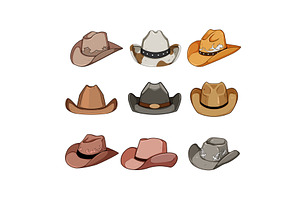 cowboy hat set cartoon vector, an Object Illustration by pikepicture