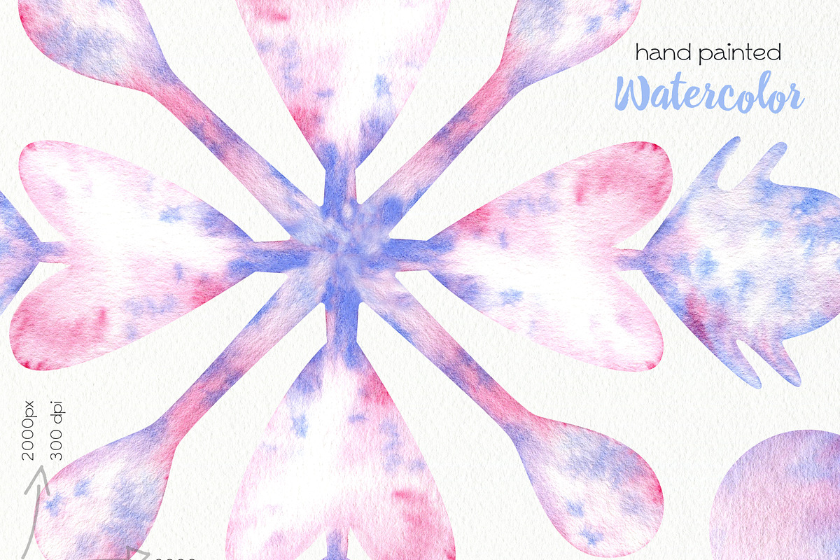 Watercolor Snowflakes, an Illustration by OllyKo Art (Photo 6 of 9)