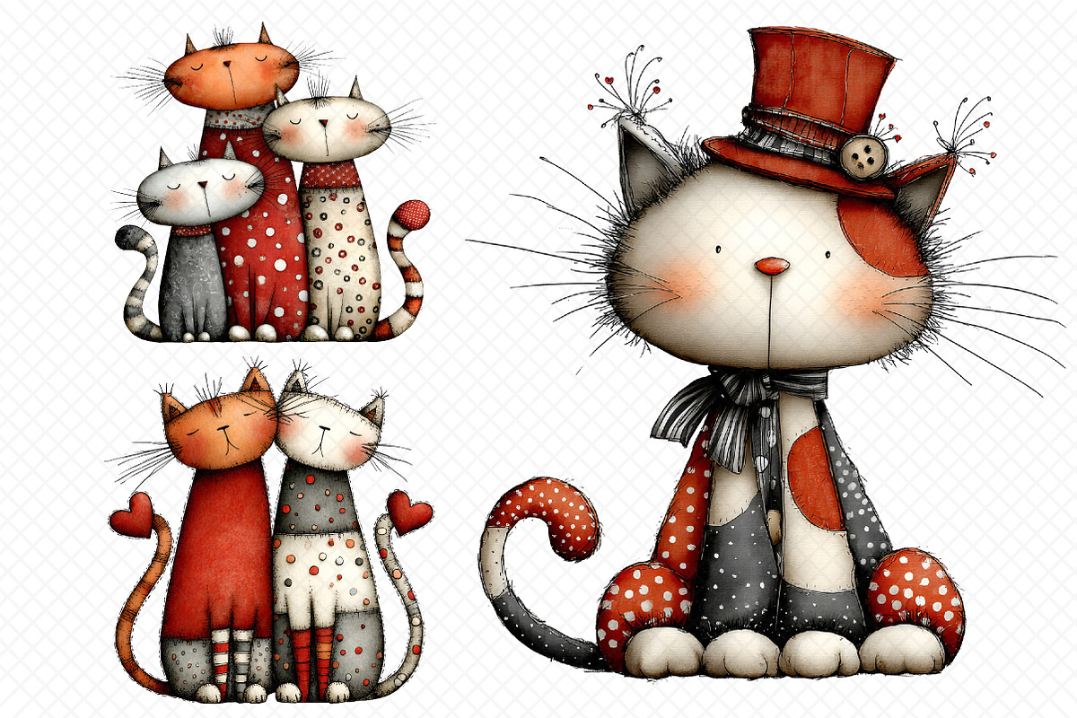 Whimsical Christmas Cats Watercolor, an Illustration by cherrydesign (Photo 2 of 3)