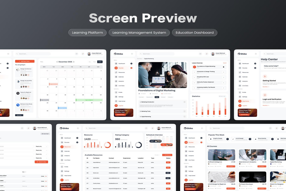 Shiko Learning Management System, an UI Kit Template by Creative Perspective (Photo 6 of 8)