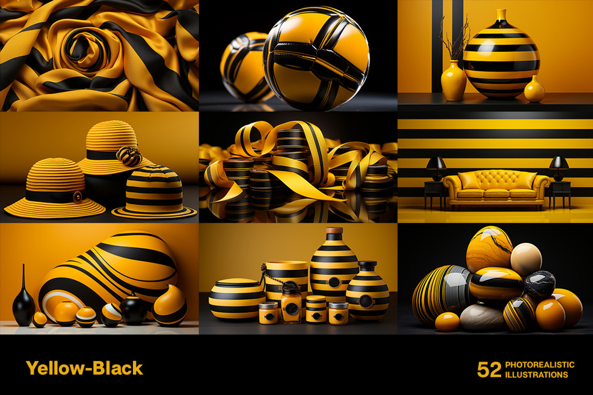 Yellow and Black World - 52 images, a Decorative Illustration by Handmadefont (Photo 3 of 13)