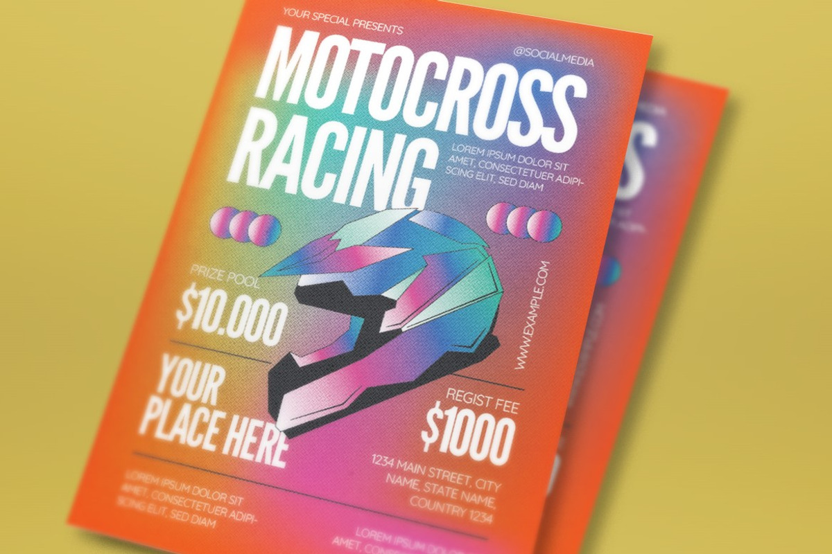 Orange Motocross Racing Flyer Set, a Flyer Template by graphicook (Photo 4 of 6)
