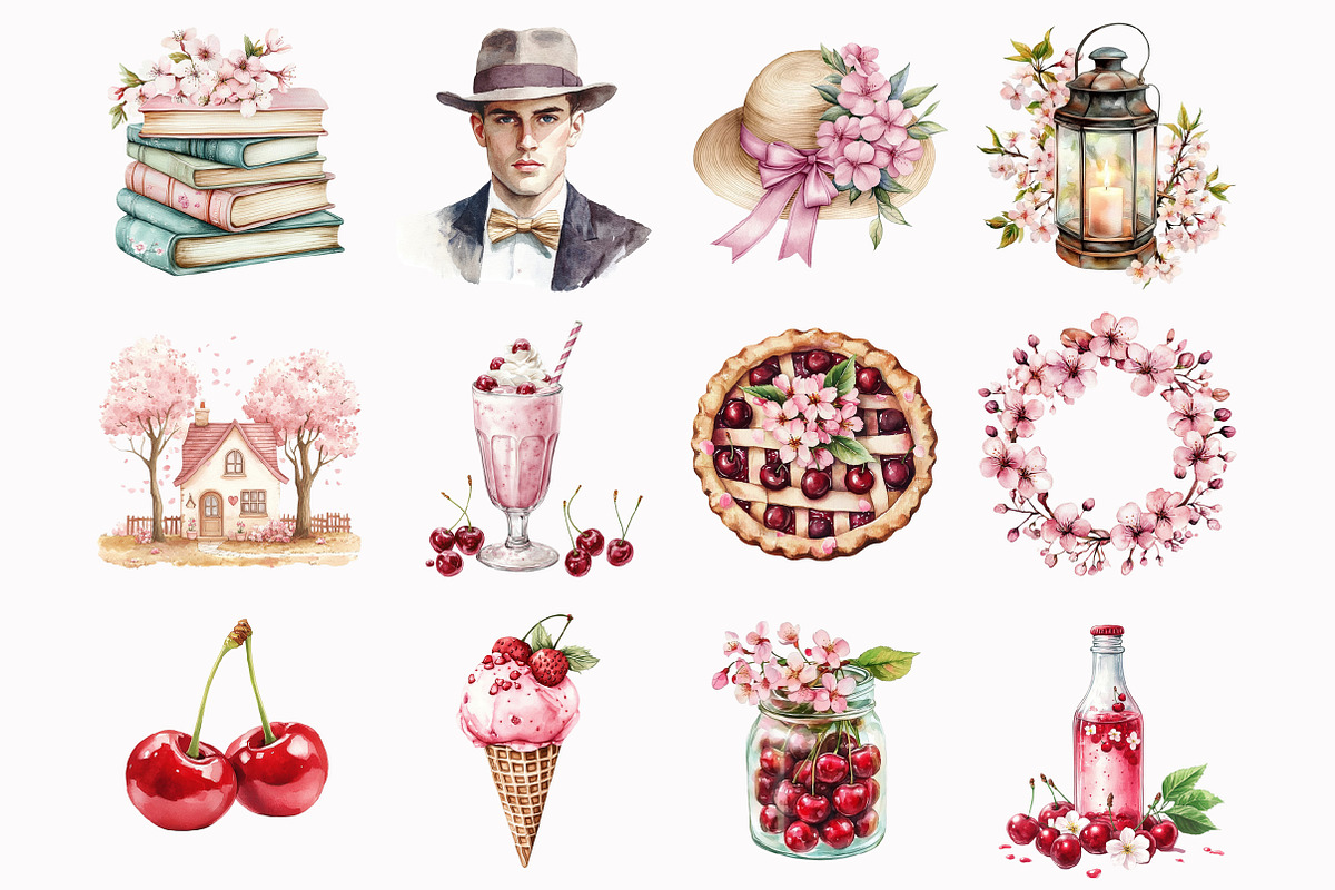 Watercolor Burgundy Dark Academia, an Illustration by Design Market (Photo 2 of 3)