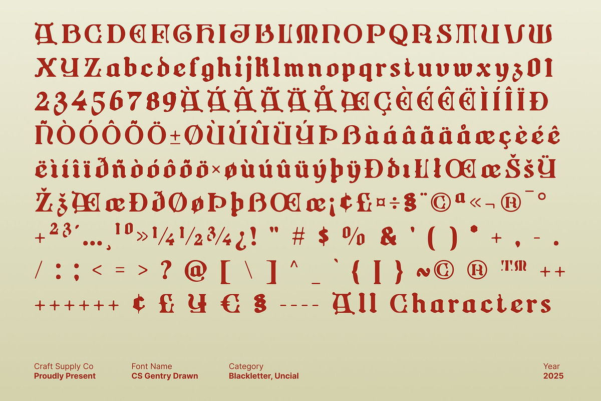 CS Gentry Drawn, a Blackletter Font by Craft Supply Co. (Photo 8 of 8)