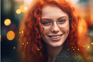 Curly Ginger Woman. Generate Ai