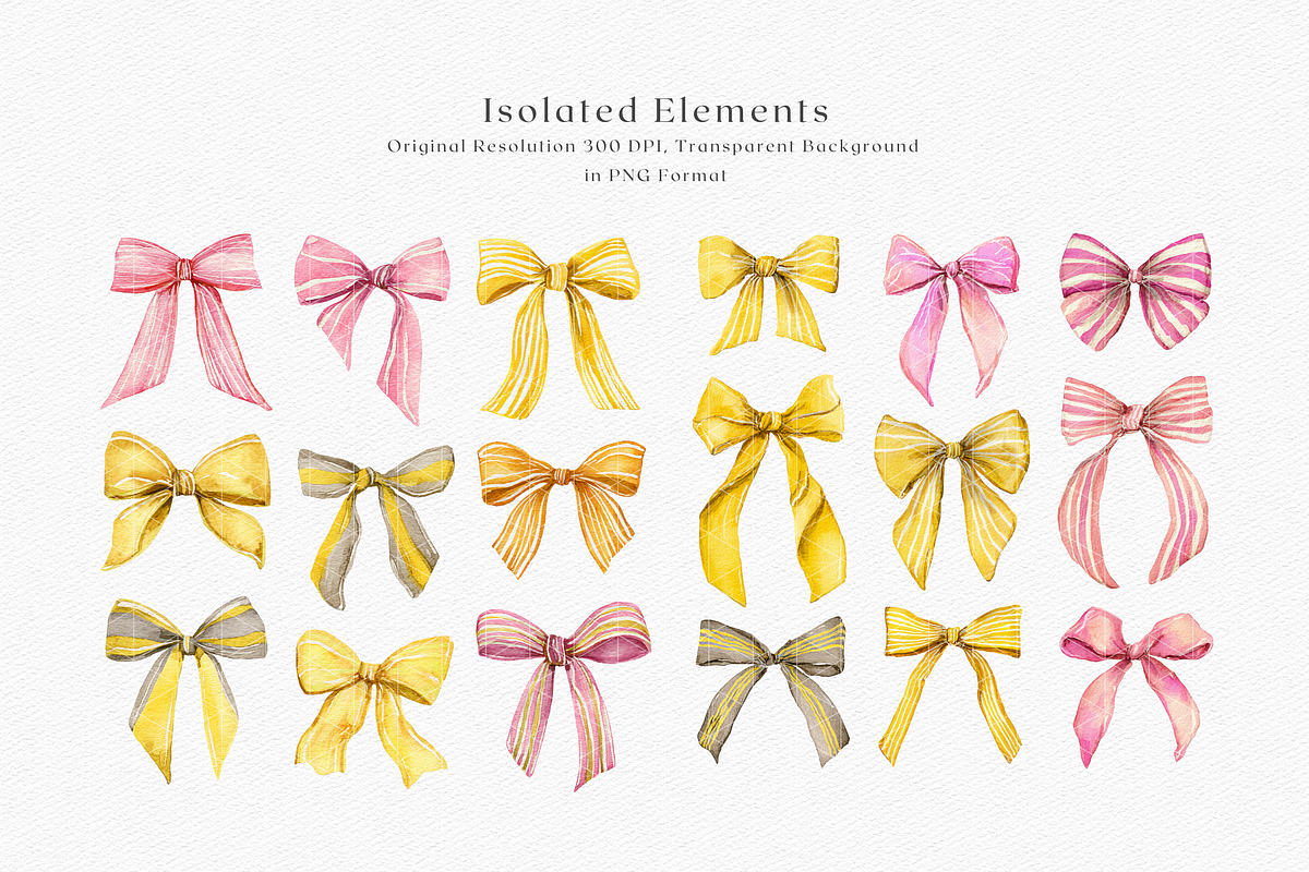 Watercolor Bow Clipart, a Decorative Illustration by ThaismotaCreativeCo (Photo 5 of 7)