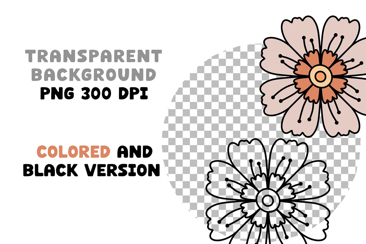 Retro Flower Garden Png Clipart Set, an Object Graphic by Brush Lab (Photo 4 of 4)