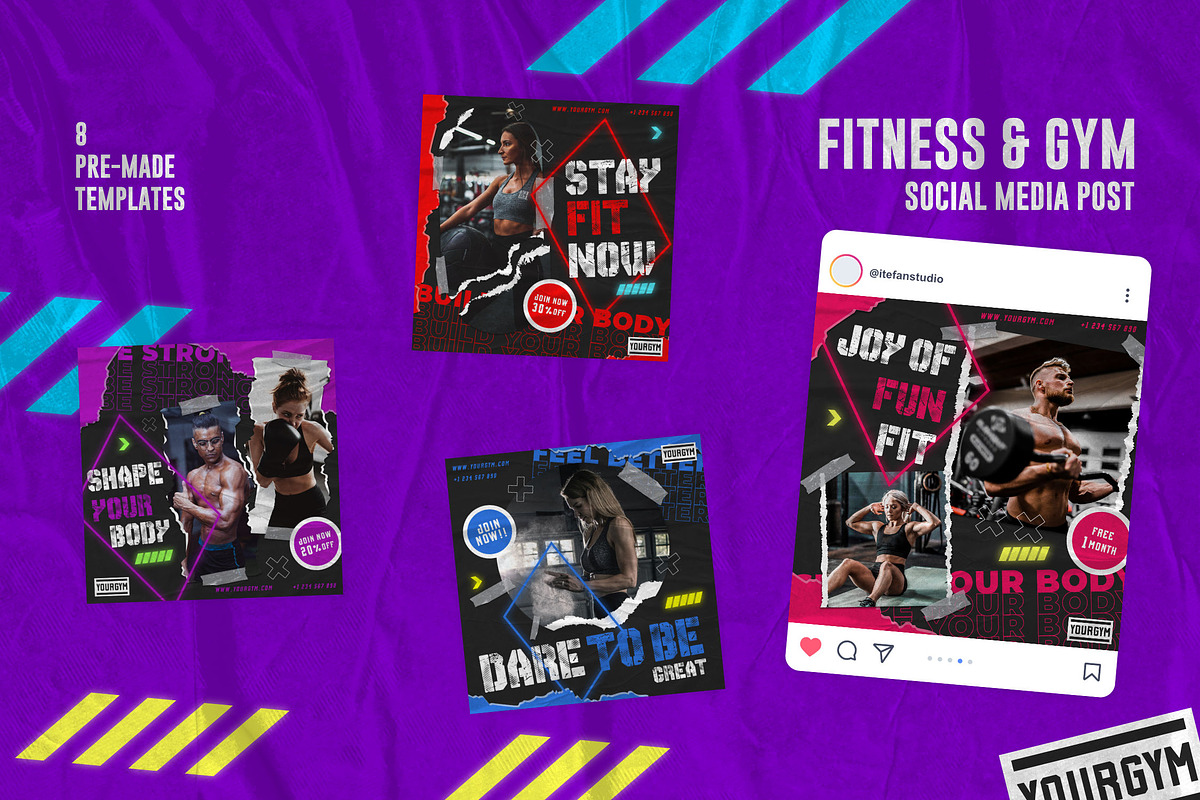 Fitness & GYM Social Media Post, a Social Media Template by itefan Studio (Photo 4 of 4)