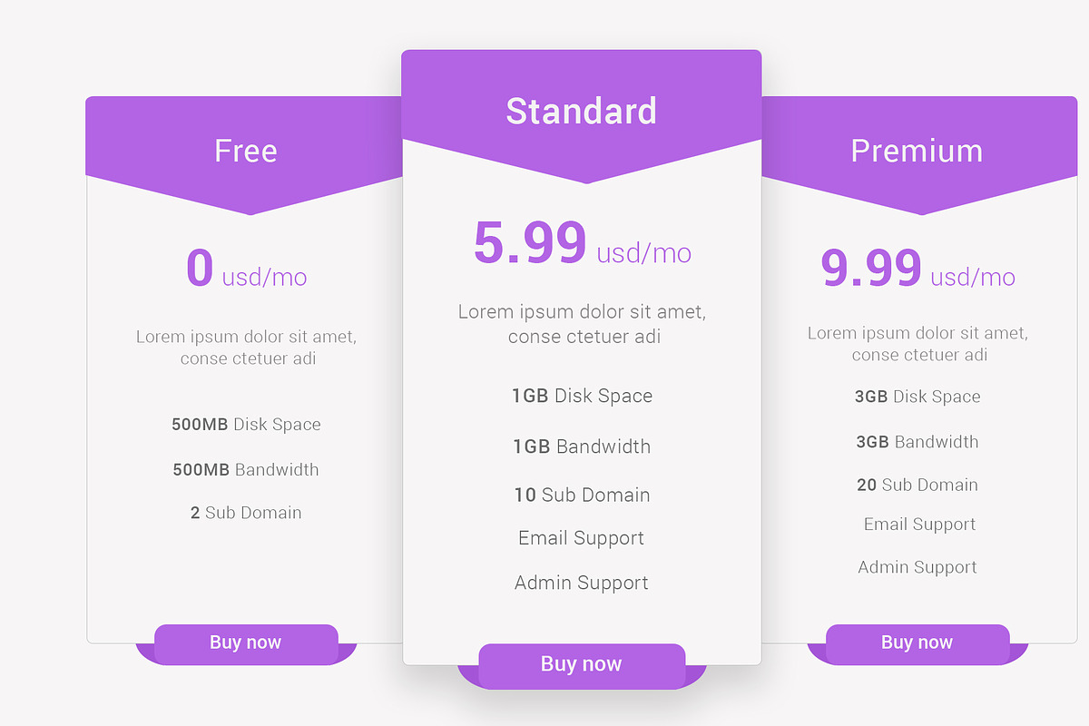Pricing Table, an UI Kit Template by ARP Creation (Photo 4 of 4)