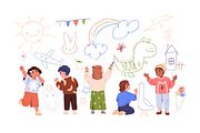 Cute kids drawing scribbles on wall, a Person Illustration by Good Studio (Thumbnail 4 of 4)
