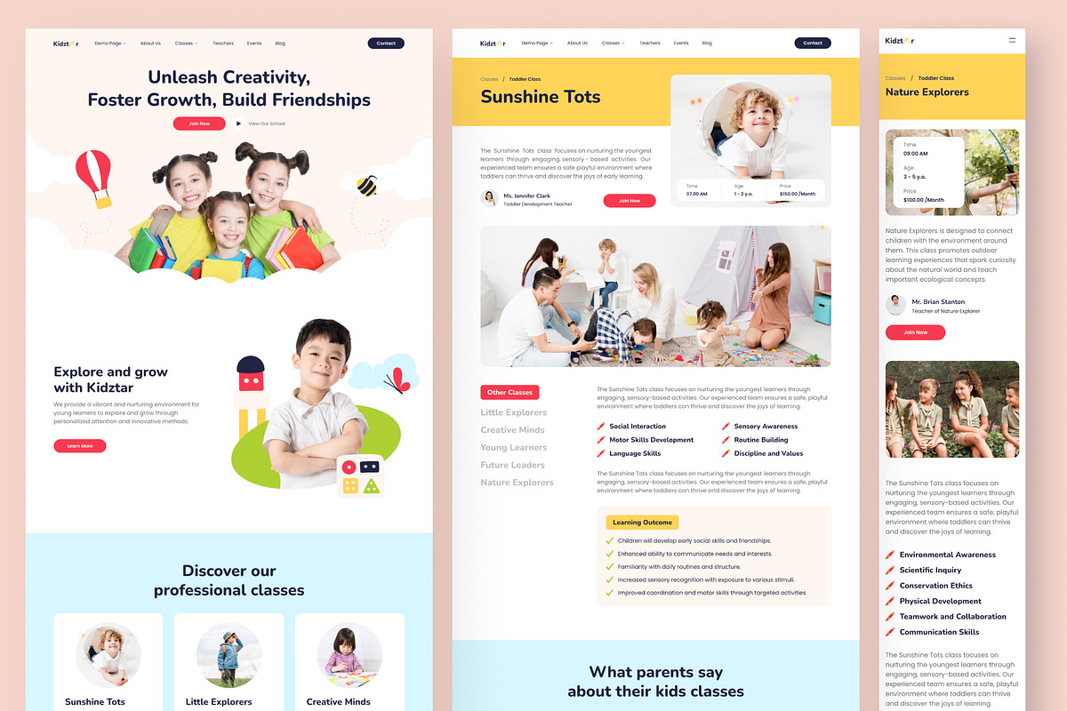 Kidztar - Kindergarten School Framer, a Websites & App Template by peterdraw (Photo 2 of 7)