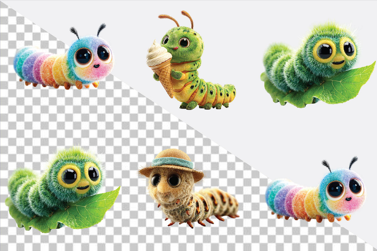 Whimsical Summer Caterpillar Clipart, an Animal Illustration by SVGArt (Photo 2 of 9)