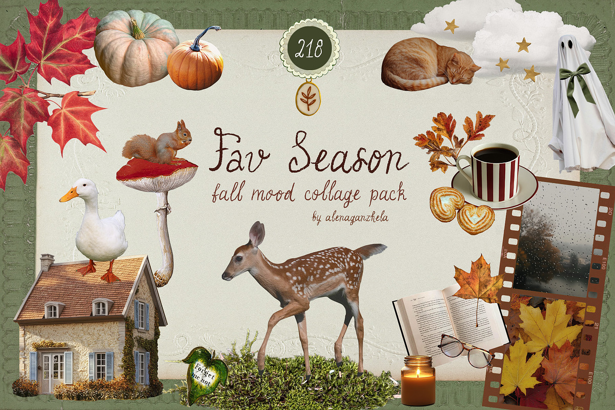Fav Season - Autumn Collage Pack, an Object Graphic by alenaganzhela (Photo 1 of 12)