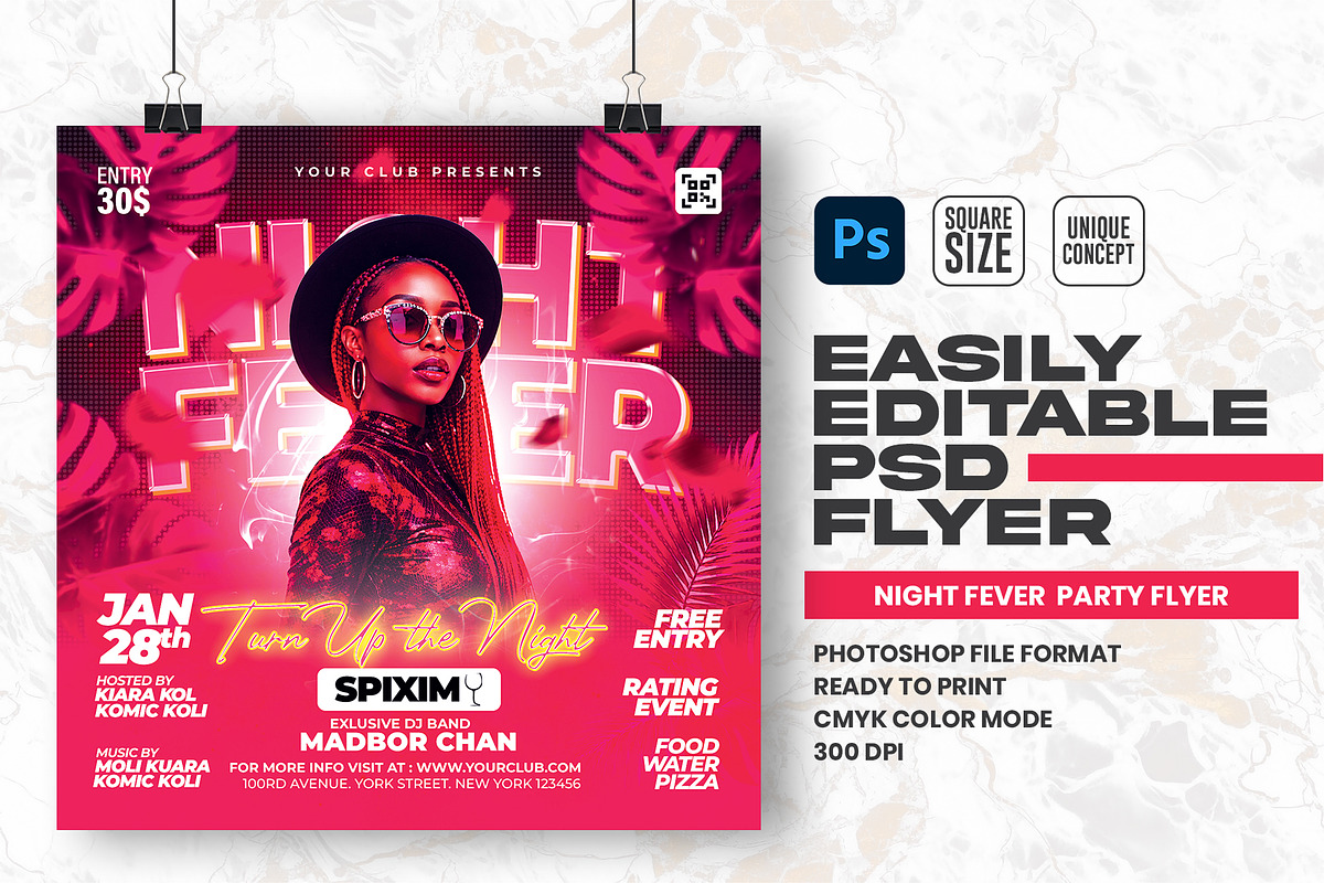 Night Fever Party Flyer Design, a Flyer Template by Shajib Shikder (Photo 1 of 2)
