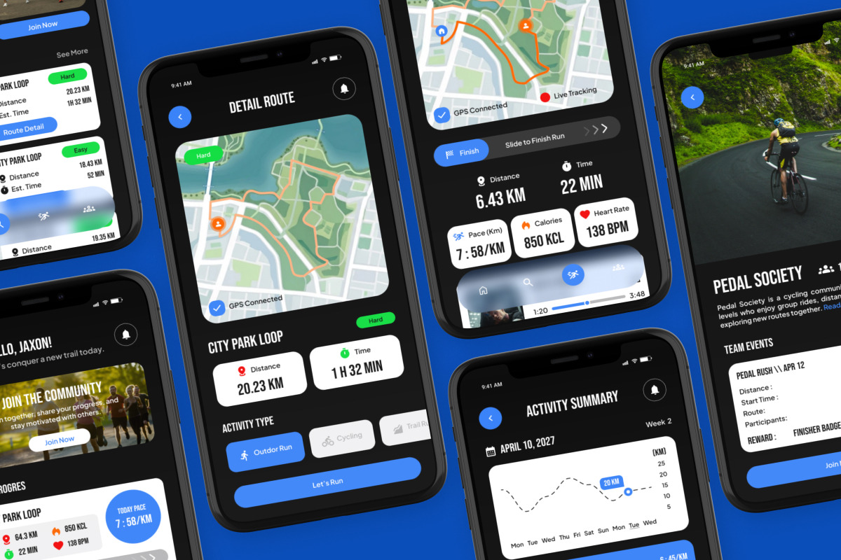 Tracksy - Outdoor Fitness Tracker UI, an App Template by trabaskriya (Photo 4 of 5)