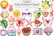 Watercolor Girly Summer Clipart, an Illustration by Design Market (Thumbnail 1 of 5)