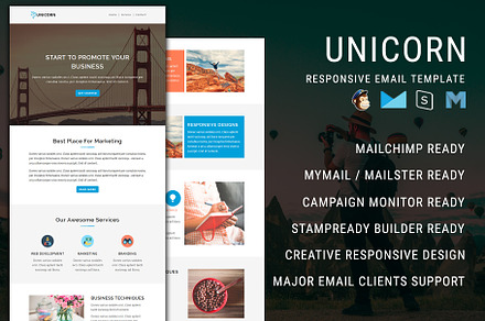 Unicorn - Responsive Email Template, an Email Template by Pennyblack Templates