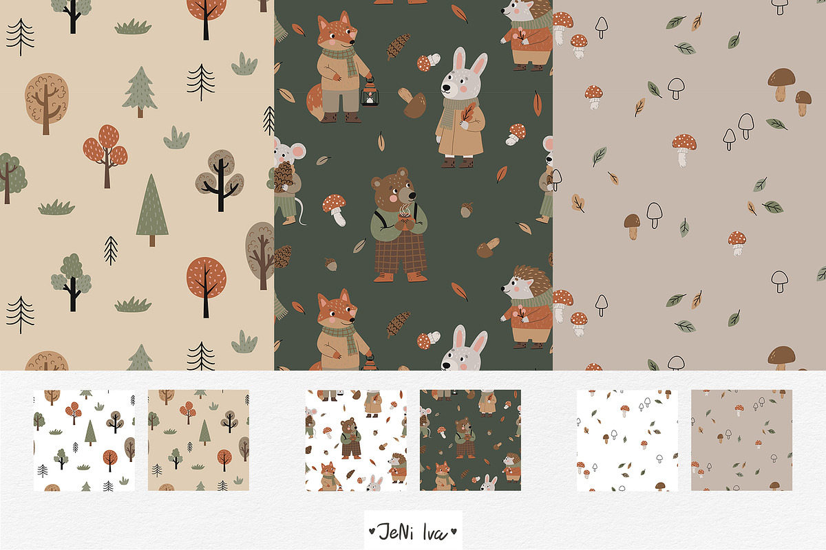 Fall Woodland Animals Clipart, a Decorative Illustration by Jenny Quince (Photo 5 of 9)
