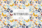 Butterflies seamless patterns set, a Pattern Graphic by Letto studio (Thumbnail 1 of 4)