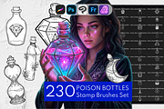 Potion & Poison Bottles Stamps, a Brush Add-On by Selentaori Studio (Thumbnail 1 of 12)