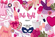 Date Night Cliparts, a Seasonal Illustration by GlamArtZhanna (Thumbnail 1 of 3)