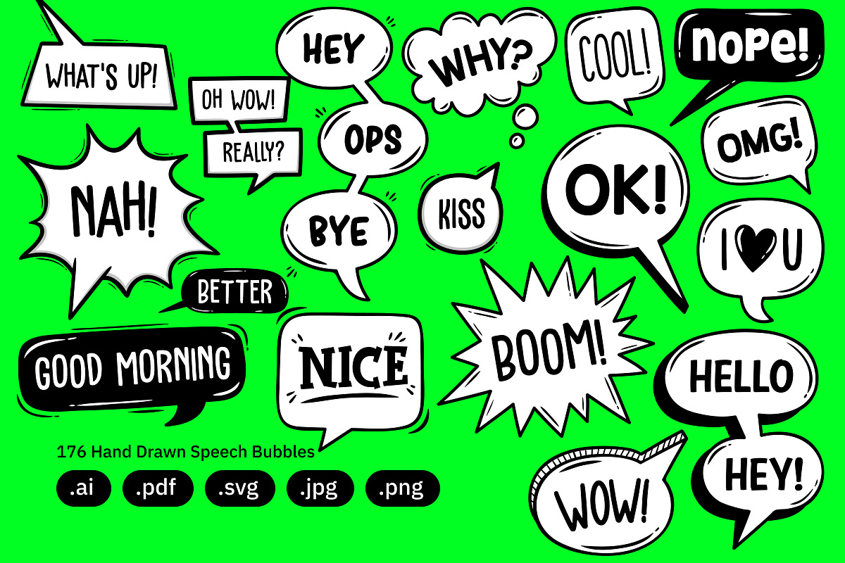 Hand Drawn Speech Bubbles – Doodles, an Object Graphic by crafty (Photo 5 of 10)