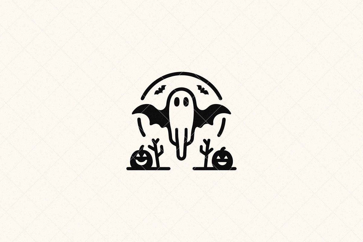 Spooky Ghost Emblem Halloween, a Seasonal Illustration by Vectorium Studio (Photo 2 of 3)