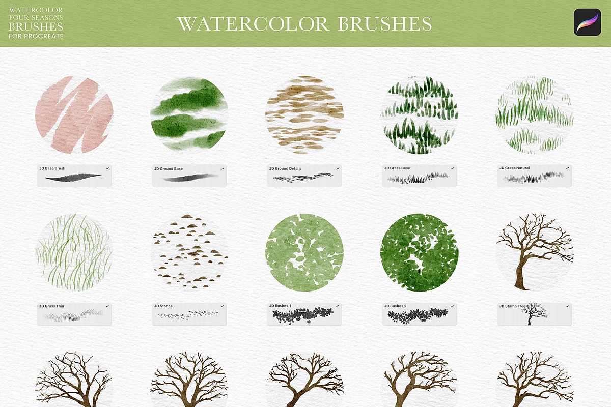 Watercolor Four Seasons Brushes, a Brush Add-On by Julia Dreams (Photo 5 of 6)