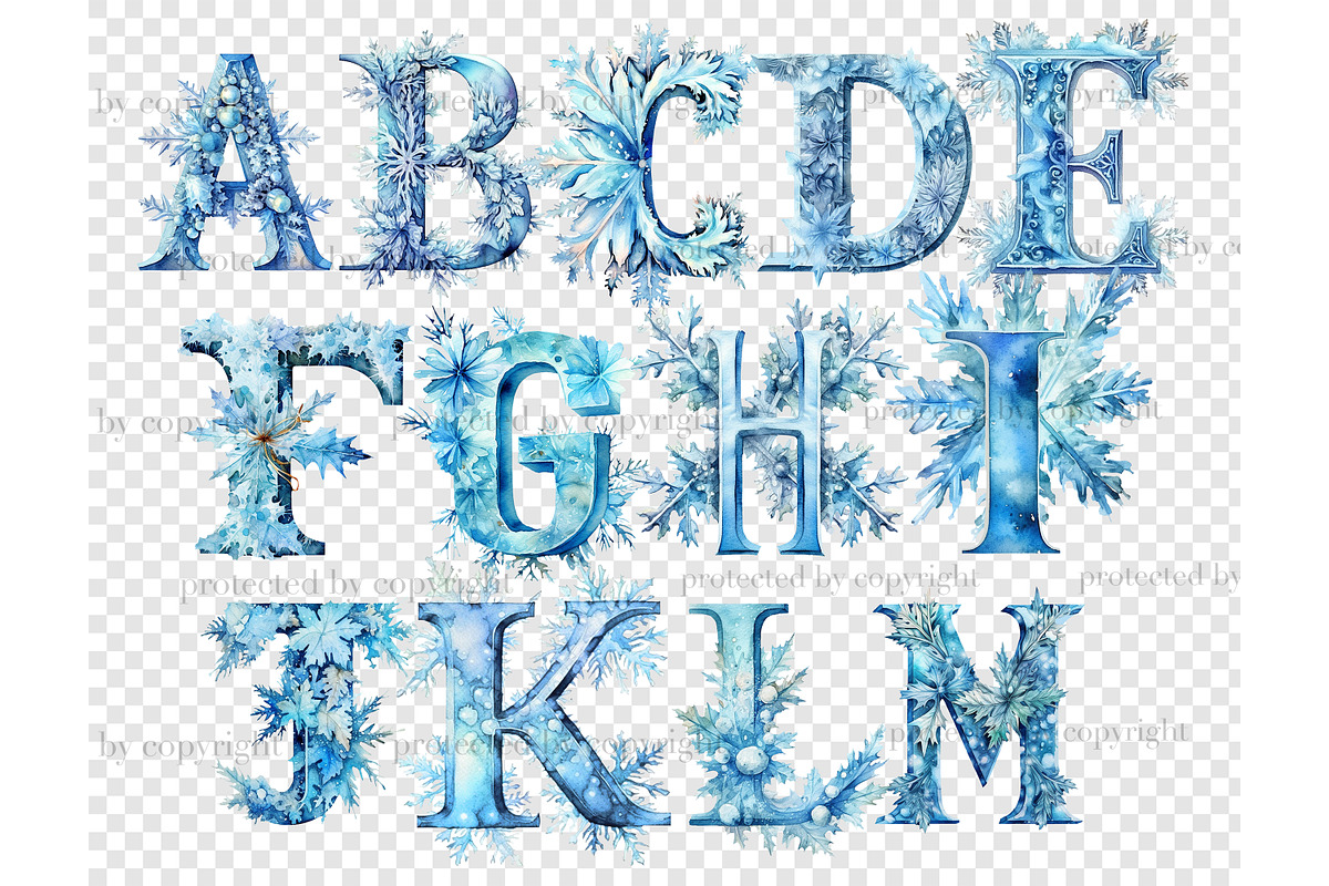 Cold Winter Alphabet Clipart, a Decorative Illustration by GlamArtZhanna (Photo 4 of 5)