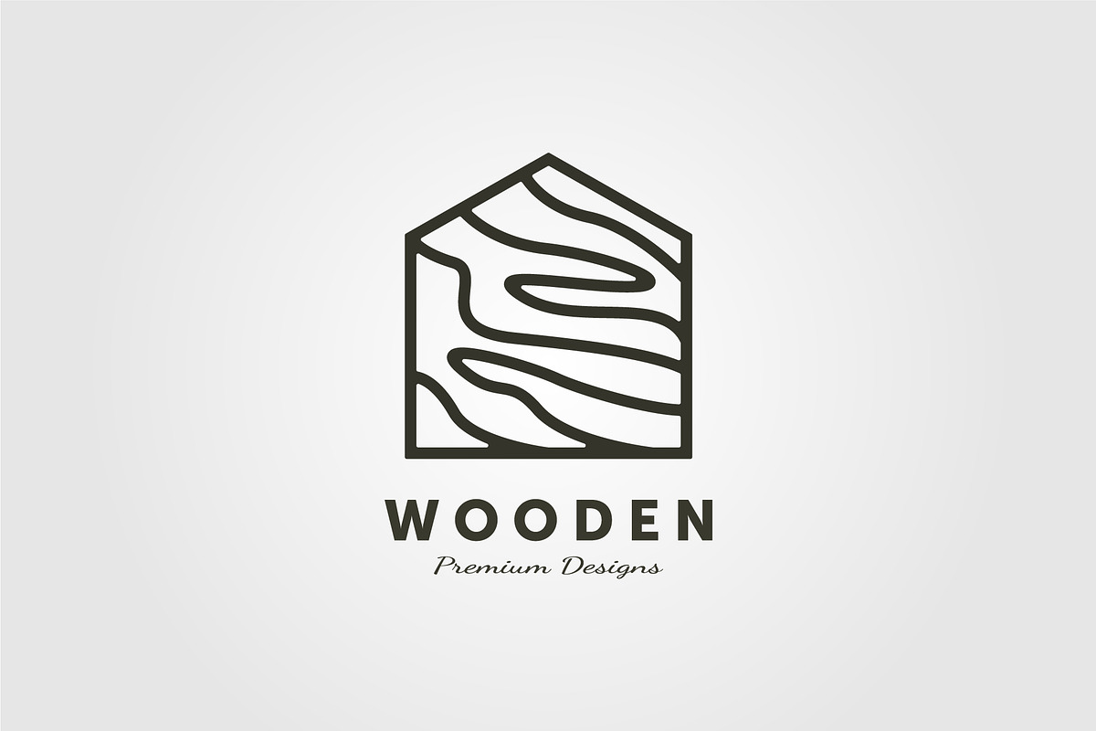 Wood House Logo Line Art Vector, a Branding & Logo Template by lawoel