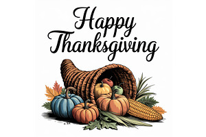 Happy Thanksgiving Cornucopia With