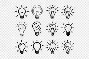 Collection of diverse light bulb ico, an Icon by Toufiqul