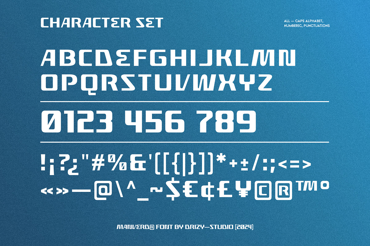 Manverd – Futuristic Display Font, a Sans Serif Font by Drizy (Photo 4 of 10)