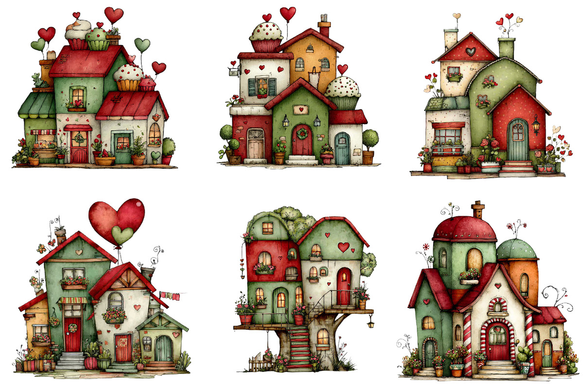 farmhouse valentine clipart, an Illustration by CreationArt (Photo 3 of 5)
