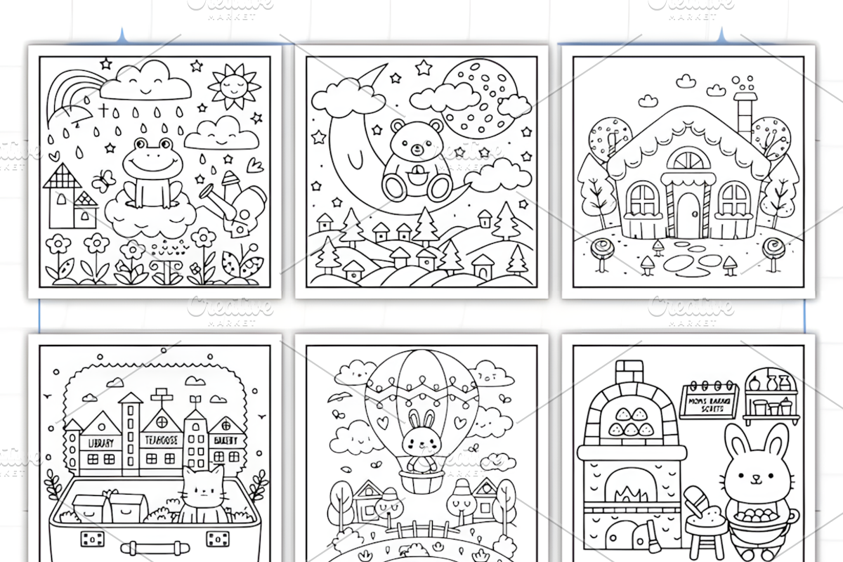 Whimsical Cozy Worlds Coloring Book, a Decorative Illustration by Design Station (Photo 2 of 8)