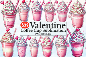 Pink Valentine Coffee Cup Clipart Bu, a Seasonal Illustration by Rose Art