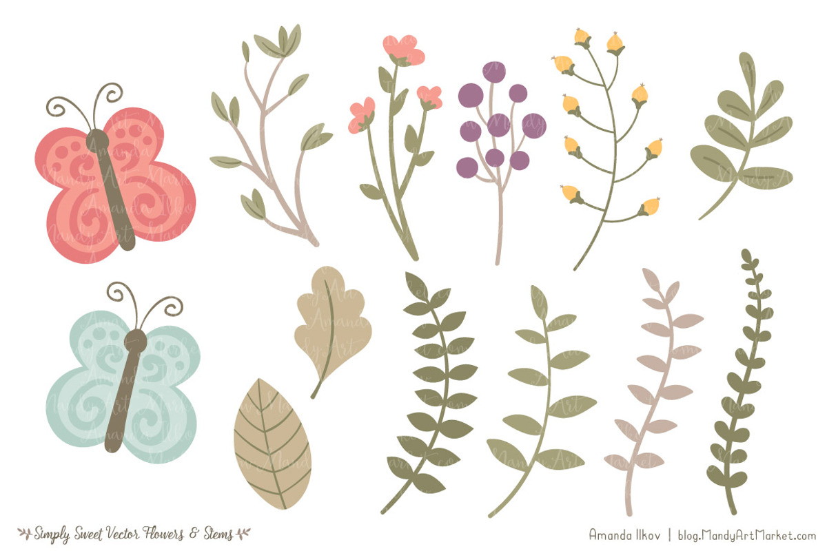 Vintage Floral Clipart & Vectors, an Illustration by Amanda Ilkov (Photo 4 of 4)