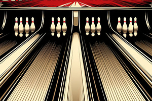Classic bowling lane with white pins ready for a strike, an Illustration by AS photostudio