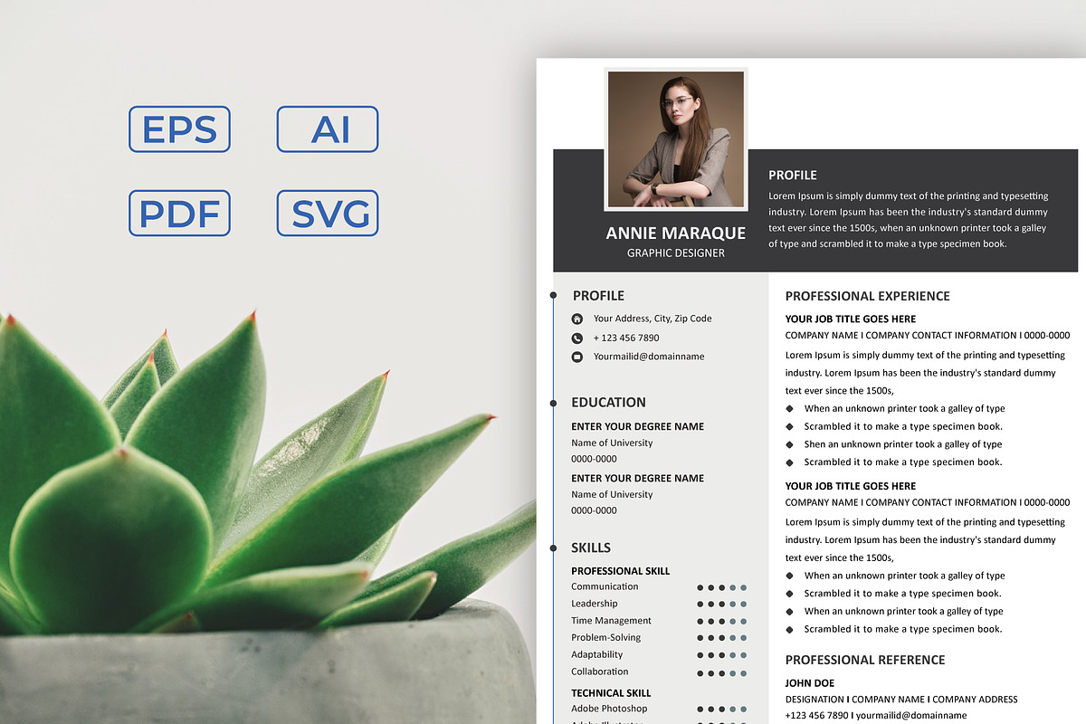 Modern Resume Template, a Resume Template by Annudesign (Photo 4 of 4)