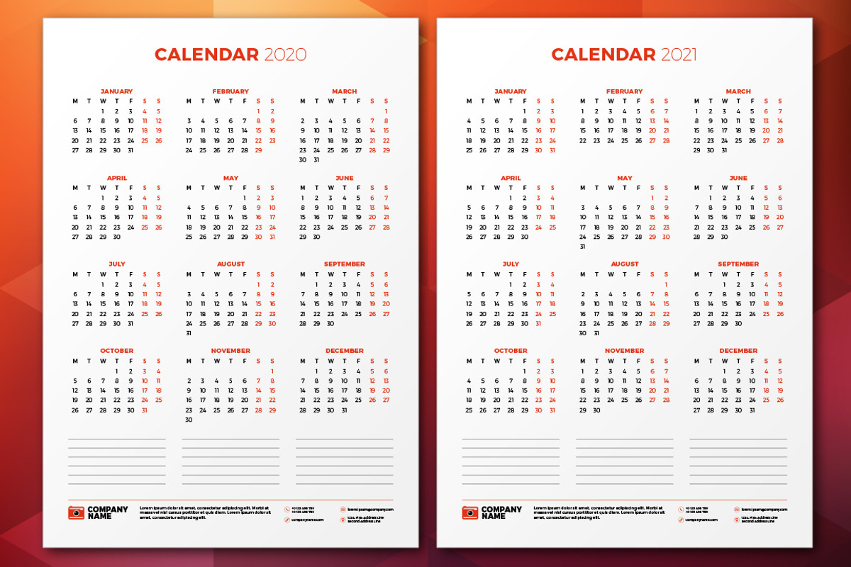 Wall Calendar 2020, a Stationery Template by AntartStock (Photo 5 of 6)