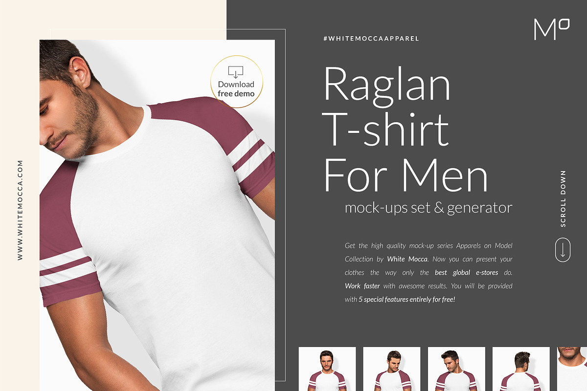 Men Raglan T-shirt Mock-ups Set, a Print Template by Apparel_Mockups (Photo 1 of 3)