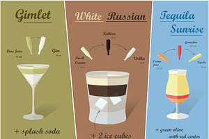 Cocktail recipes, vector