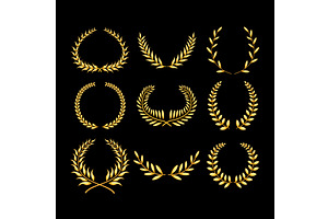 gold laurel set cartoon vector, an Object Illustration by pikepicture
