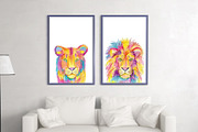 Watercolor Lion and Lioness, an Animal Illustration by ArtIrisArt (Thumbnail 4 of 8)