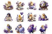 Lavender Easter Chicks Clipart, an Illustration by DreamArtGraphic (Thumbnail 2 of 4)