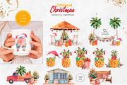 Watercolor Tropical Christmas set, a Seasonal Illustration by VerAna (Thumbnail 2 of 19)