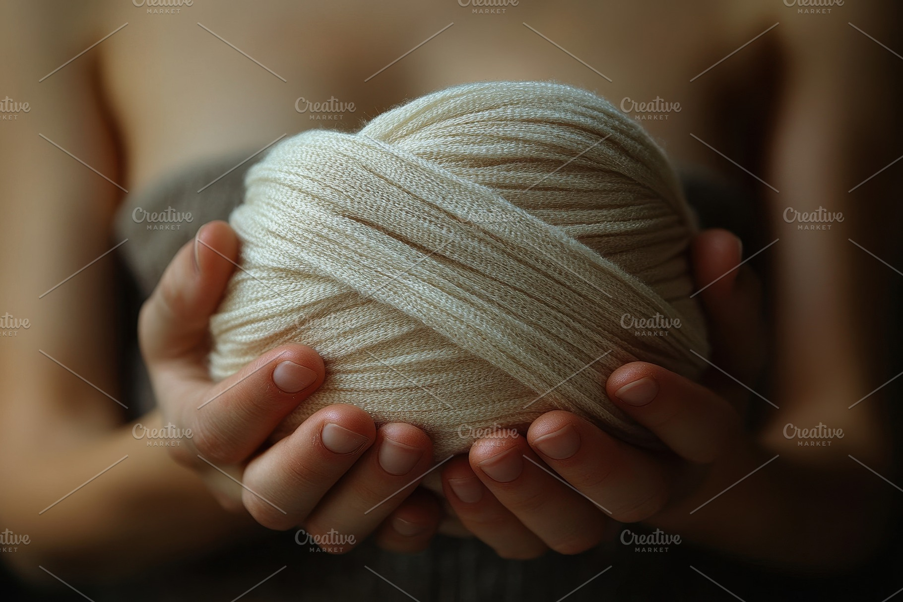 Holding a soft ball of textured yarn, a Photo by Tanuart