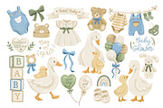 Watercolor Goose Baby Shower Clipart, an Animal Illustration by ArtGiftsStudio (Thumbnail 3 of 5)