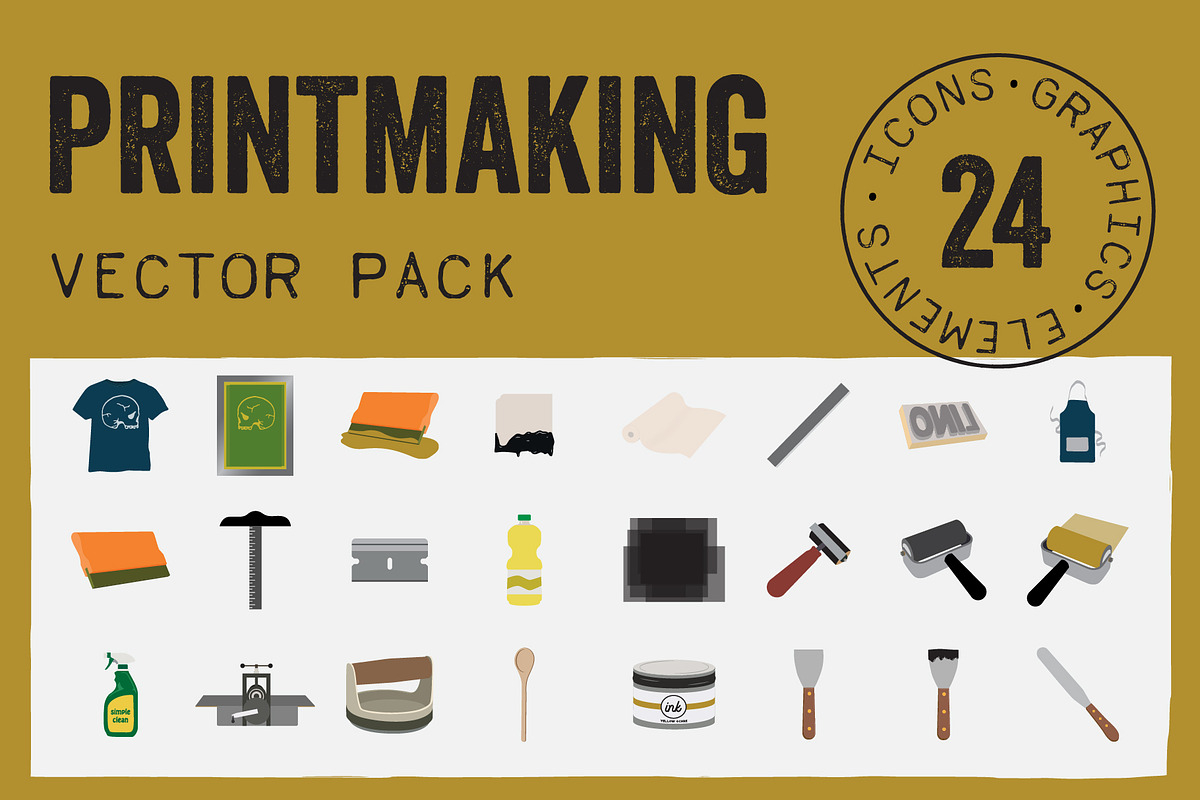Printmaking Vector Graphic Pack, an Icon by mellodesignco (Photo 1 of 4)