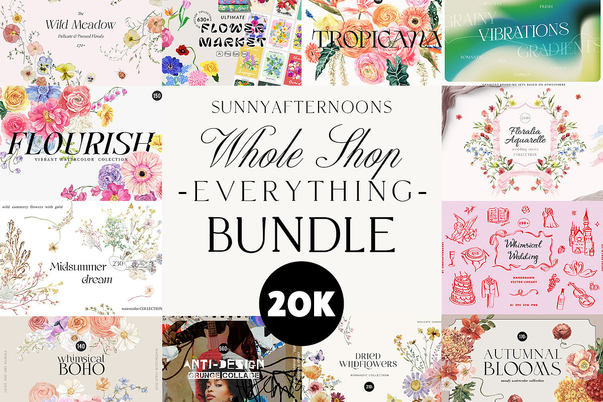 WHOLE SHOP BUNDLE - 20K of asstets, an Illustration by SunnyAfternoons (Photo 1 of 7)